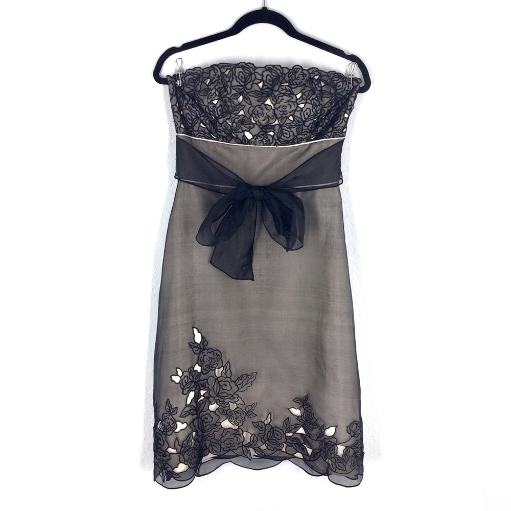 WHBM NWT Silk Strapless Formal Dress Bow Lace